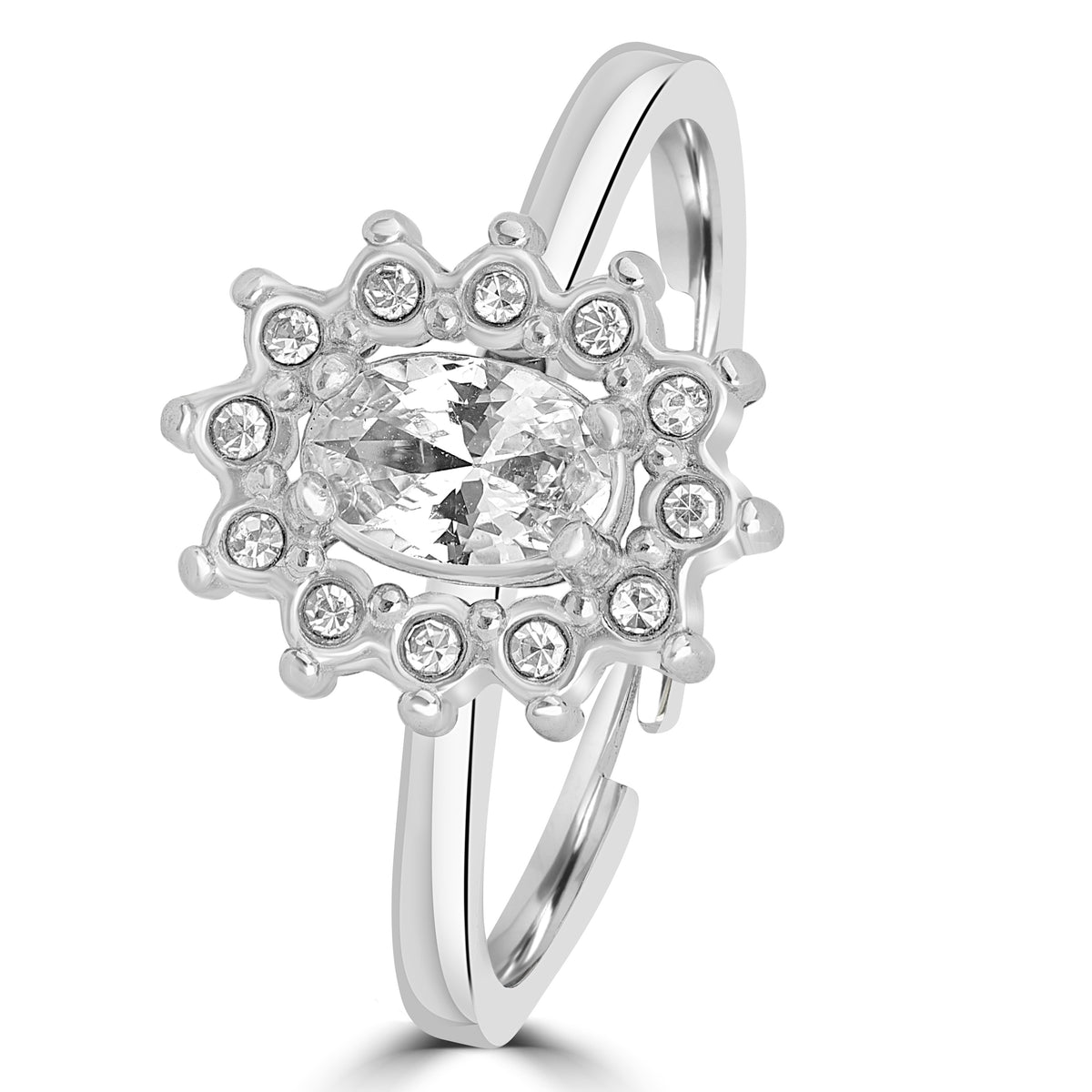 Royale – Anello kate con cristalli bianco