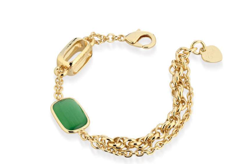 Gisel – Bracciale a catene con dettaglio verde