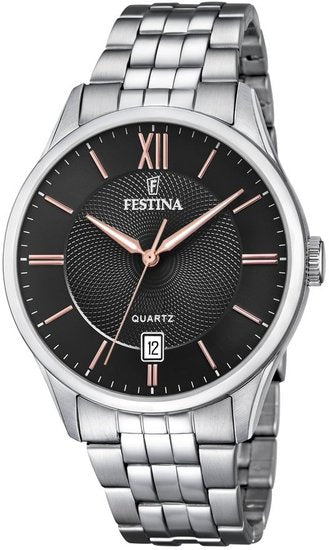 Orologio Festina F20425/6, nero, vista del quadrante e del bracciale
