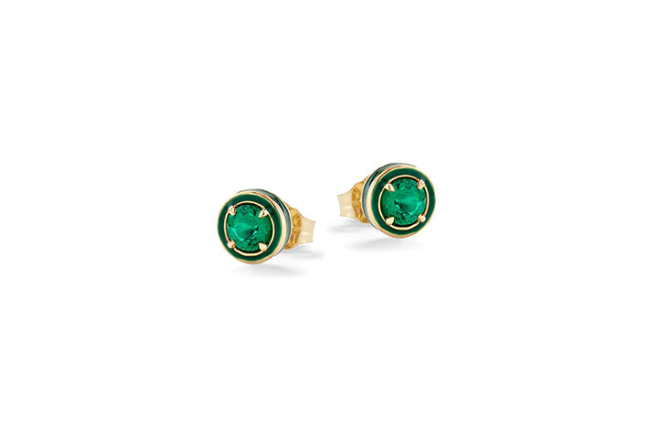 Orecchini Nanàn NAN0499 in argento 925 con pietra tonda verde