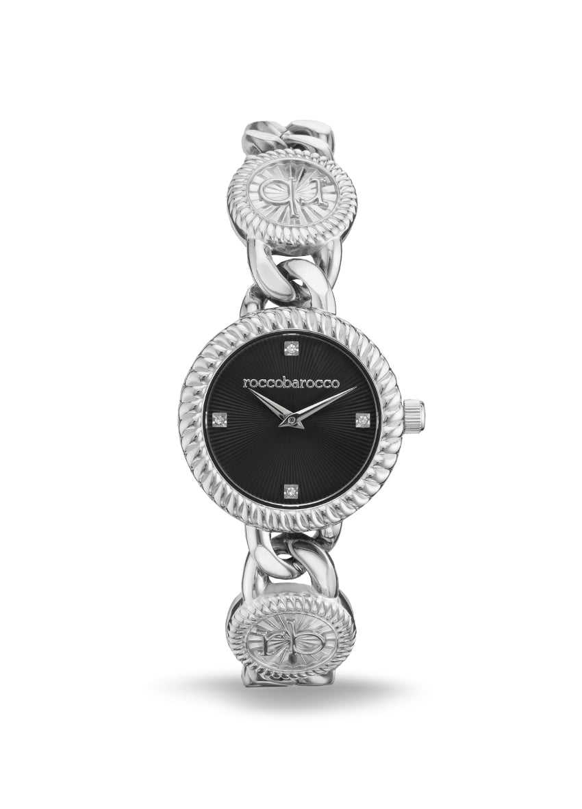 Orologio Roccobarocco Victorian RB.5045L-02M, color argento / nero