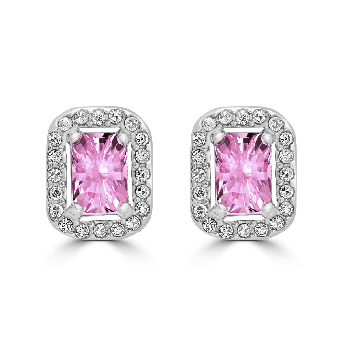 Royale – Orecchini con cristalli rettangolari rosa