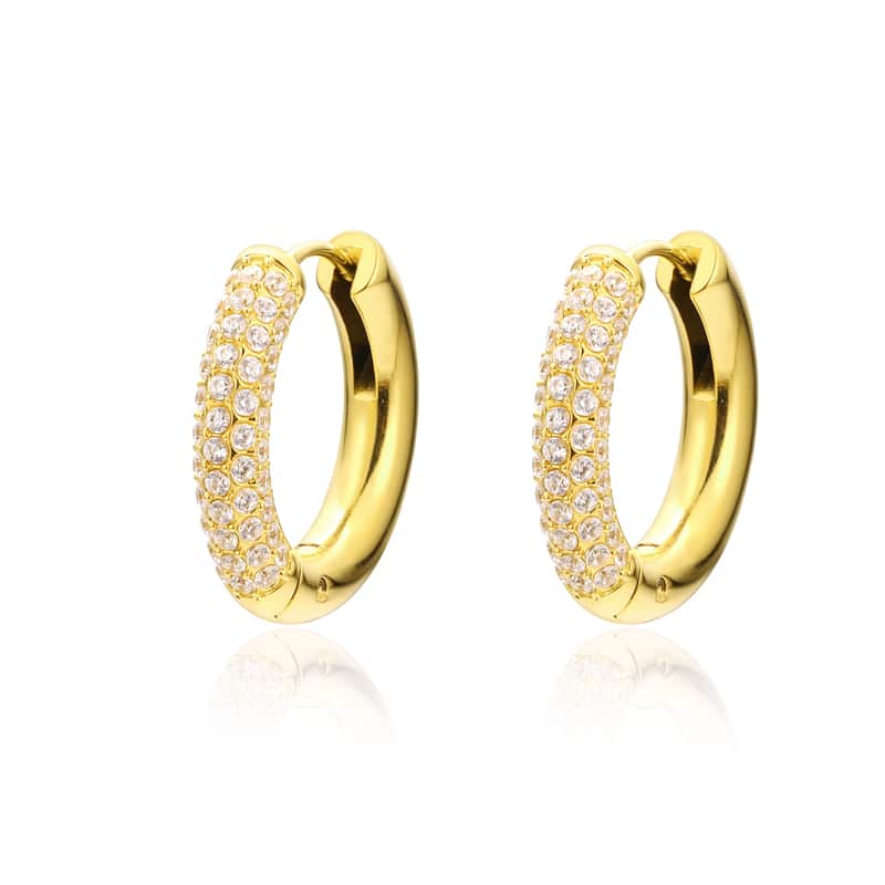Orecchini a cerchio con cristalli, 21 mm, finitura oro, SKU 09ER061G