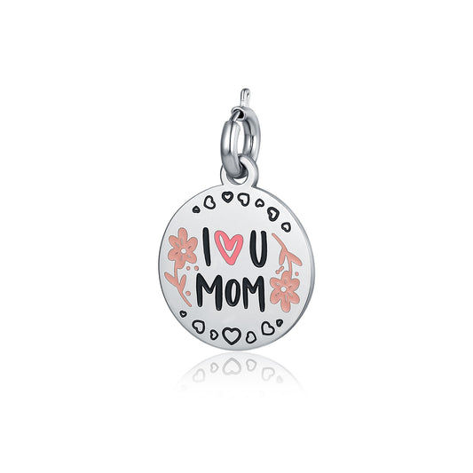 Mamma – Charm con scritta "i love you mom"