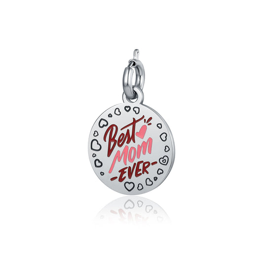 Mamma – Charm con scritta "best mom ever"