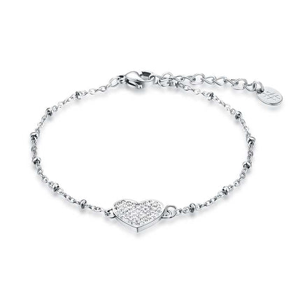 Bracciale cuore con cristalli 16+3 cm, SKU 19BR005