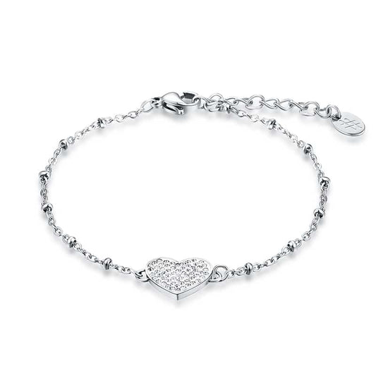 Bracciale cuore con cristalli 16+3 cm, SKU 19BR005