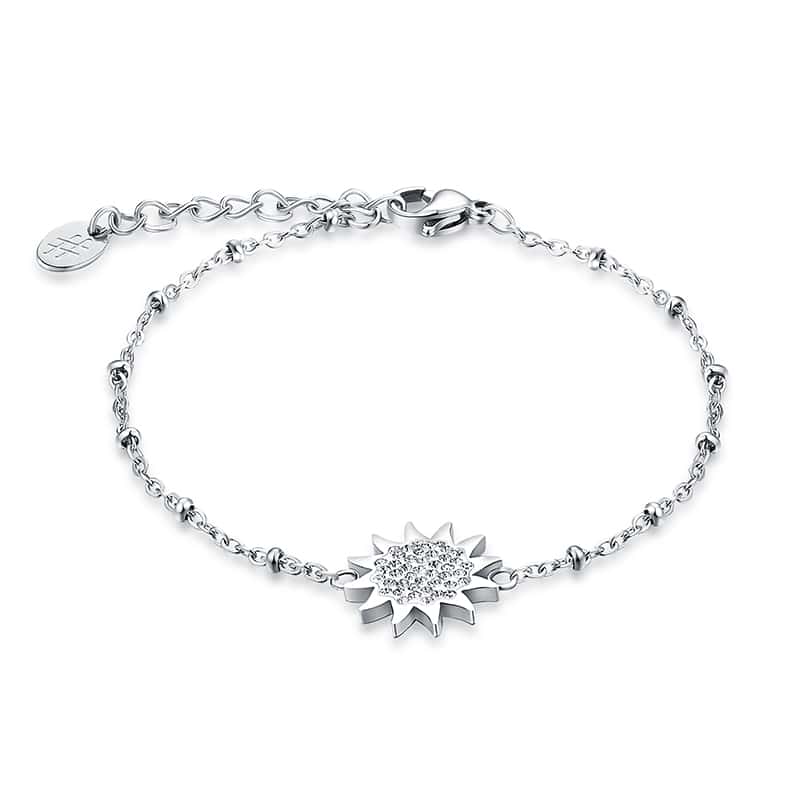 Bracciale sole con cristalli 16+3 cm, SKU 19BR006