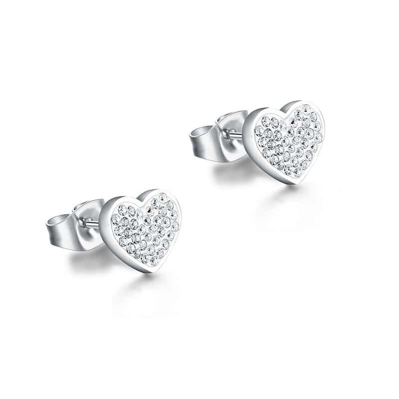 Orecchini cuore con cristalli, SKU 19ER005