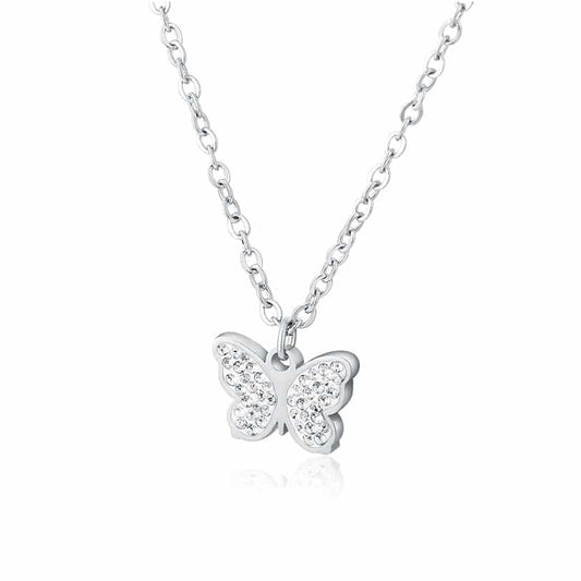 Collana farfalla con cristalli 16+3 cm, SKU 19NK004