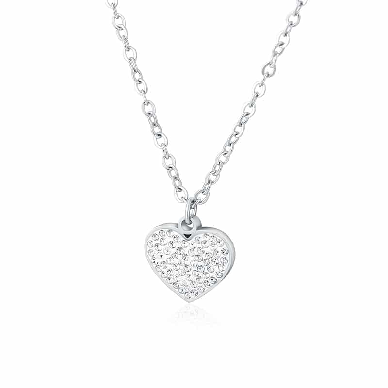 Collana cuore con cristalli 16+3 cm, SKU 19NK005