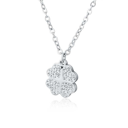 Collana quadrifoglio con cristalli 40+5 cm, SKU 19NK007