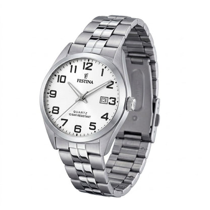Orologio Festina F20437/1 con quadrante bianco, vista di tre quarti