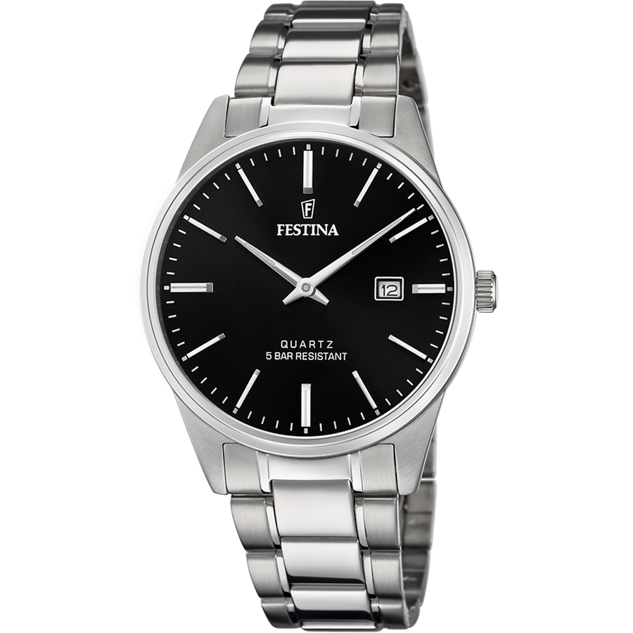 Orologio Festina F20511/4, nero, vista del quadrante e del bracciale
