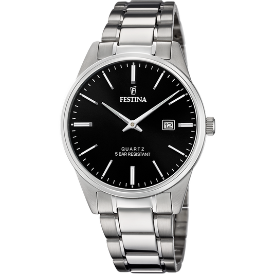 Orologio Festina F20511/4, nero, vista del quadrante e del bracciale