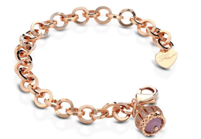 LAB – Bracciale a maglie con pendente rosé e lilla