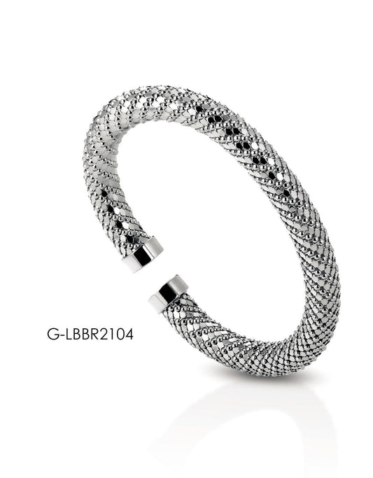 LAB – Bracciale rigido lavorato argentato