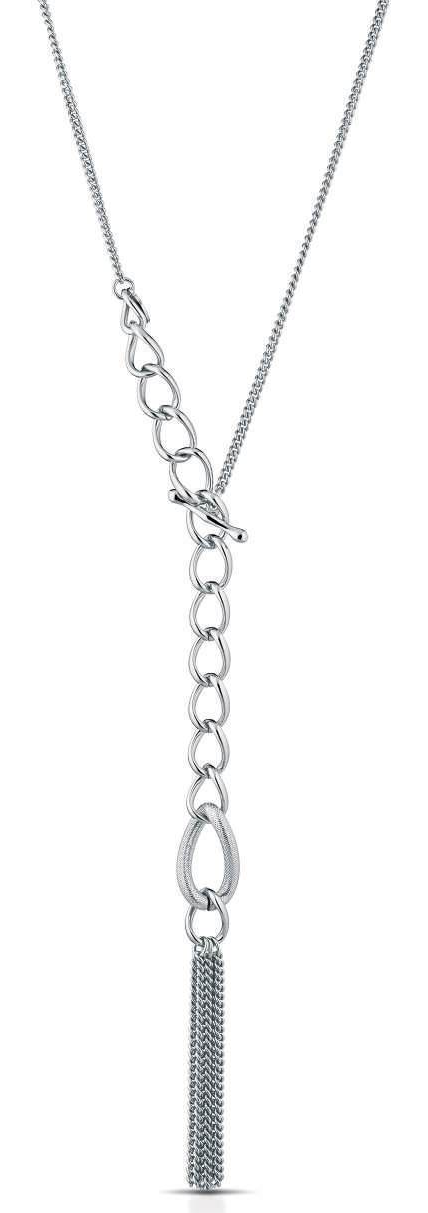 LAB – Collana lunga argentata con nappa