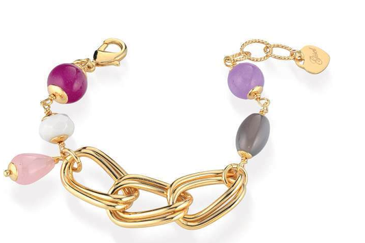 Gisel – Bracciale a maglie ovali con pietre colorate