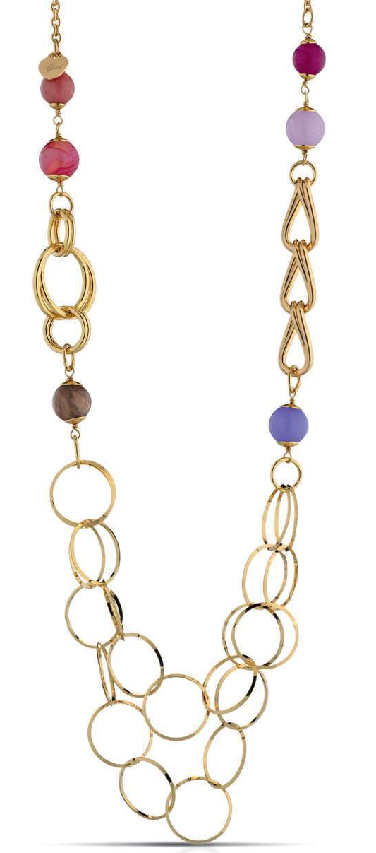 Gisel – Collana lunga a maglie con pietre colorate