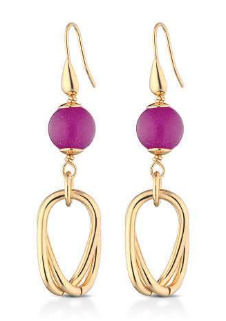 Gisel – Orecchini ovali con pietre fucsia