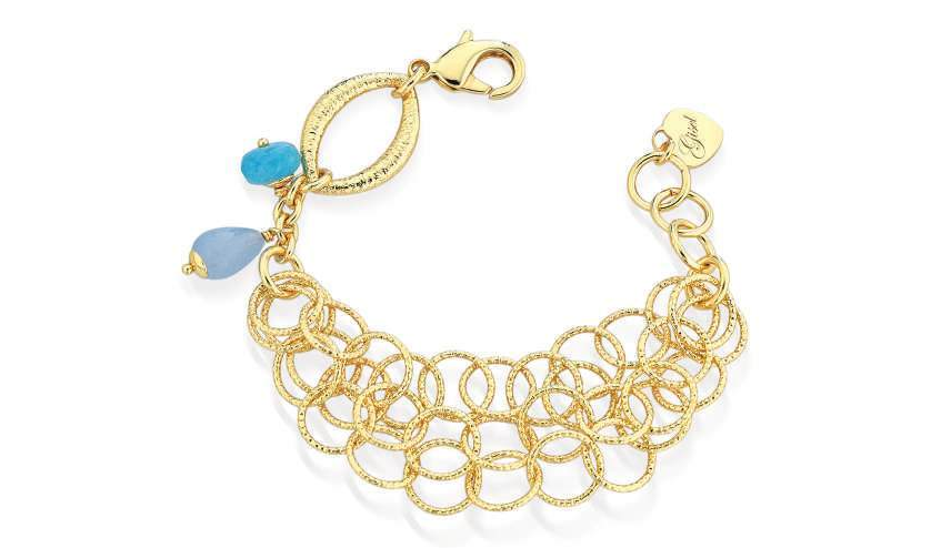 Gisel – Bracciale a maglie ovali con dettagli blu e celeste