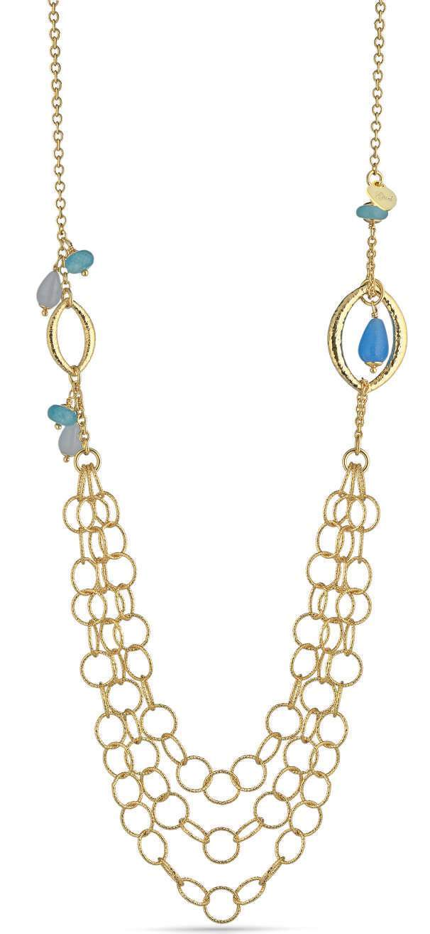 Gisel – Collana a maglie ovali con dettagli blu e celeste
