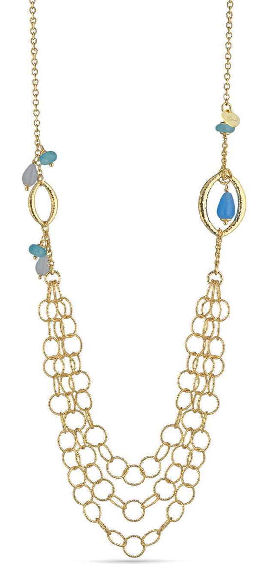 Gisel – Collana a maglie ovali con dettagli blu e celeste