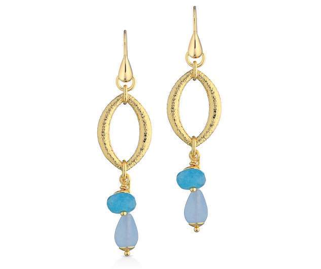 Gisel – Orecchini ovali pendenti blu e celeste
