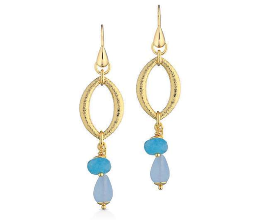Gisel – Orecchini ovali pendenti blu e celeste