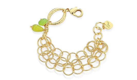Gisel – Bracciale a maglie ovali con dettagli verde e giallo