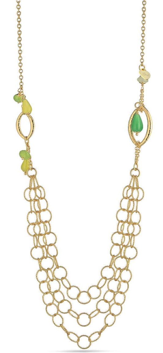 Gisel – Collana a maglie ovali con dettagli verde e giallo