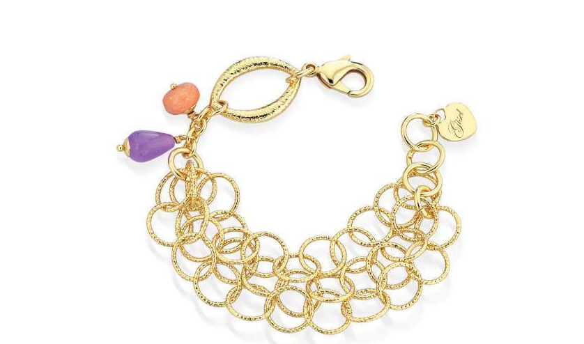 Gisel – Bracciale a maglie ovali con dettagli viola e arancio