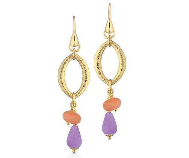 Gisel – Orecchini ovali pendenti viola e arancio