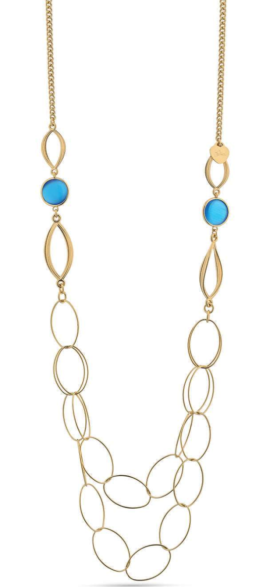 Gisel – Collana a maglie ovali con dettagli blu