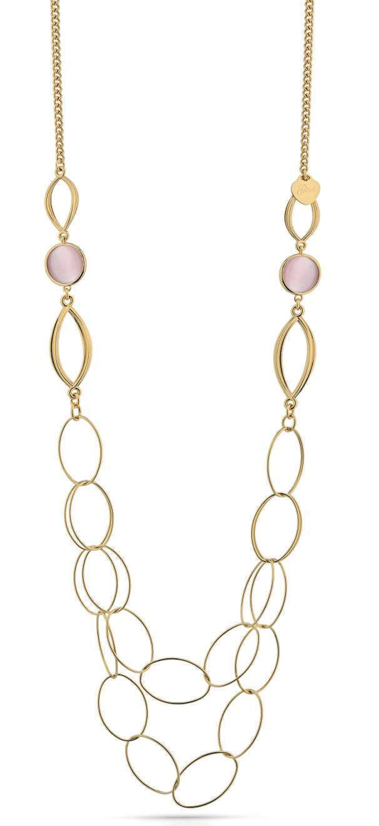 Gisel – Collana a maglie ovali con dettagli rosa