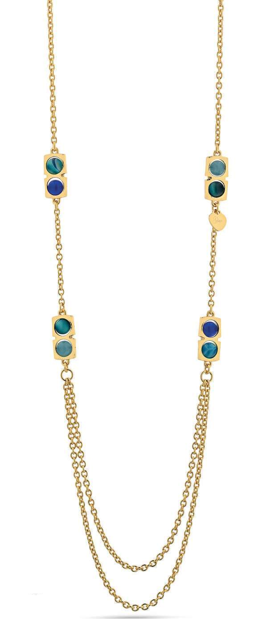 Gisel – Collana a catene con dettagli blu e petrolio