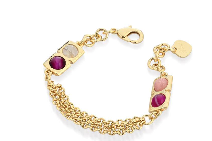 Gisel – Bracciale a catene con dettagli rosa e viola