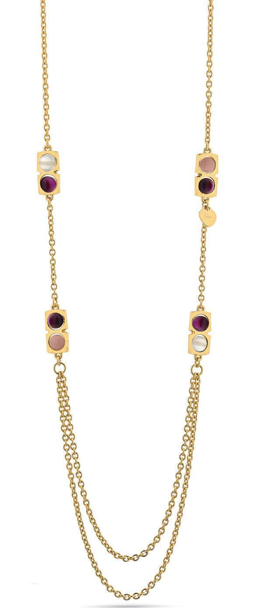 Gisel – Collana a catene con dettagli rosa e viola