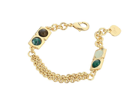 Gisel – Bracciale a catene con dettagli verde