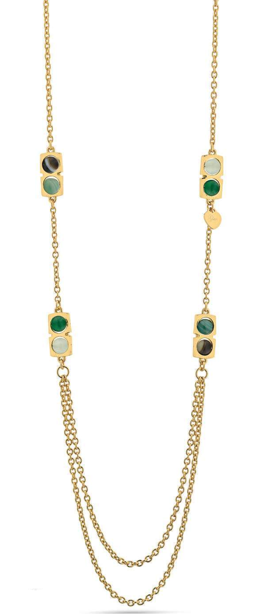 Gisel – Collana a catene con dettagli verde