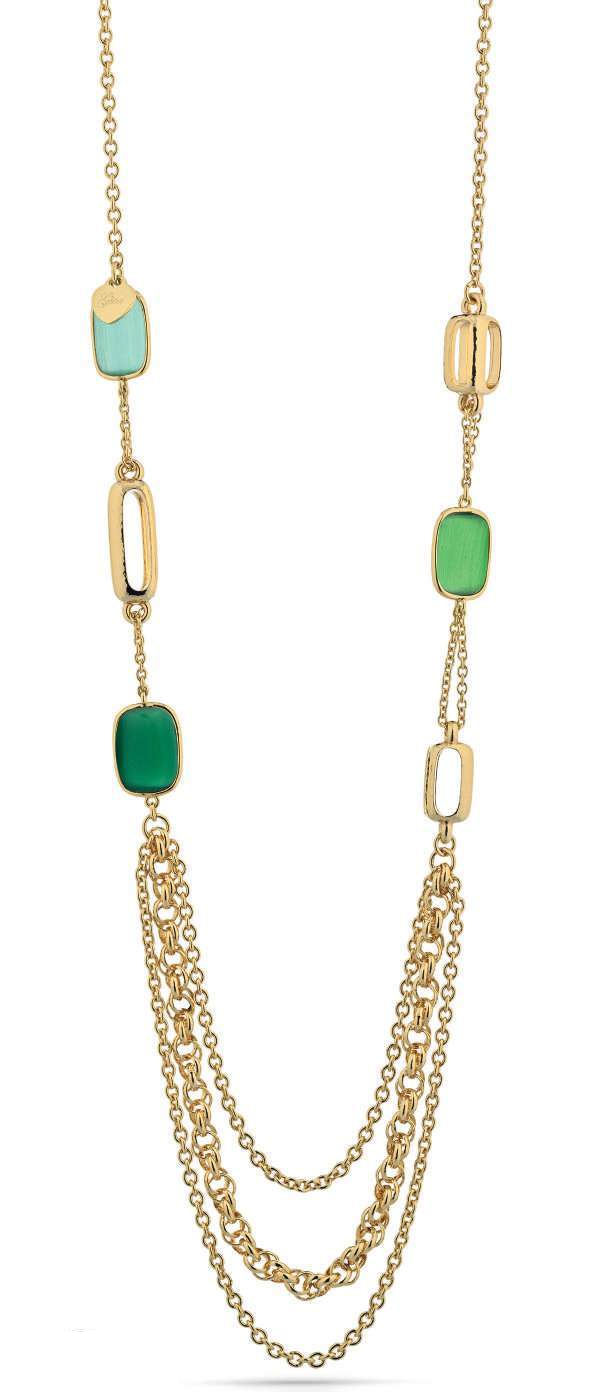 Gisel – Collana a catene con elementi verde