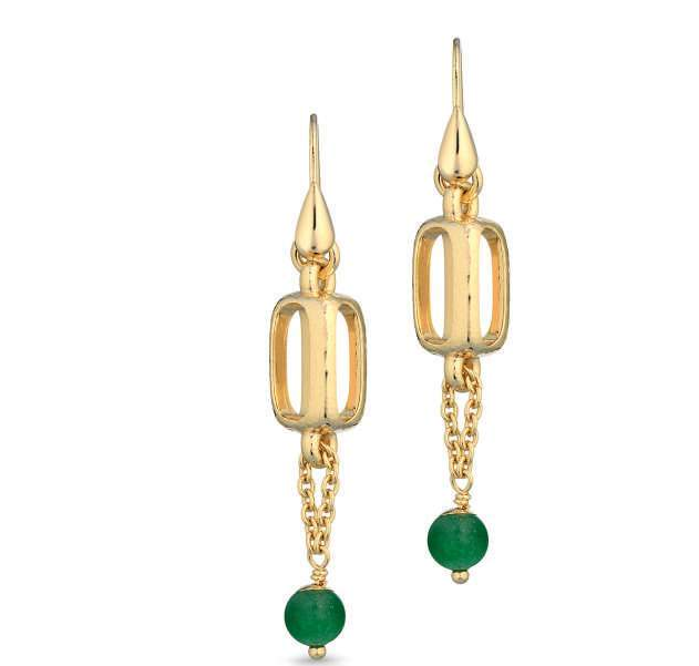 Gisel – Orecchini pendenti con sfera verde