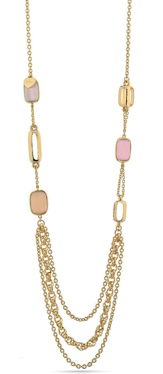 Gisel – Collana a catene con elementi rosa e pesca