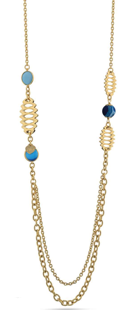 Gisel – Collana con elementi traforati blu e azzurro