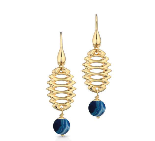 Gisel – Orecchini traforati pendenti blu e azzurro