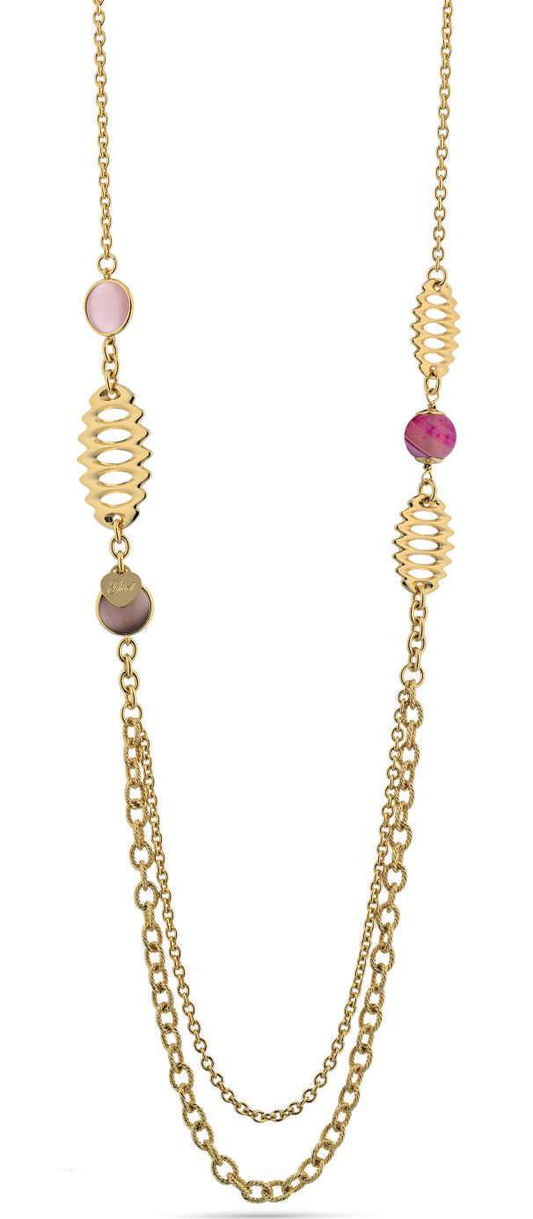 Gisel – Collana con elementi traforati rosa e fucsia