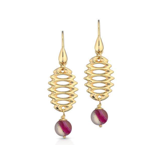 Gisel – Orecchini traforati pendenti rosa e fucsia