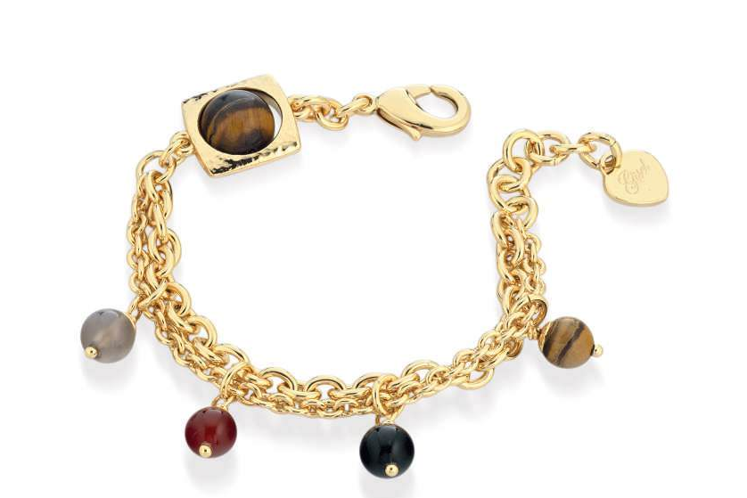 Gisel – Bracciale a catene con dettagli neri, rossi e marroni