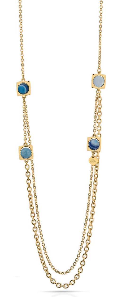 Gisel – Collana a catene con elementi blu e azzurri
